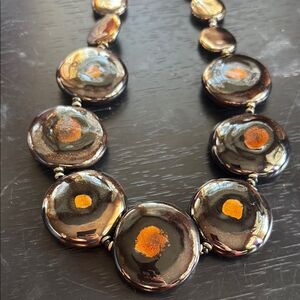 Vintage Kenya bulawaya fired clay/ceramic disk handcrafted necklace
